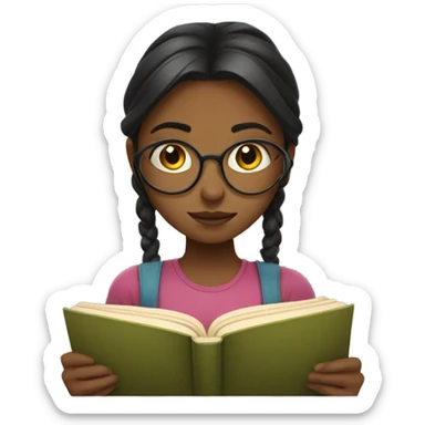 Girl reading book sticker