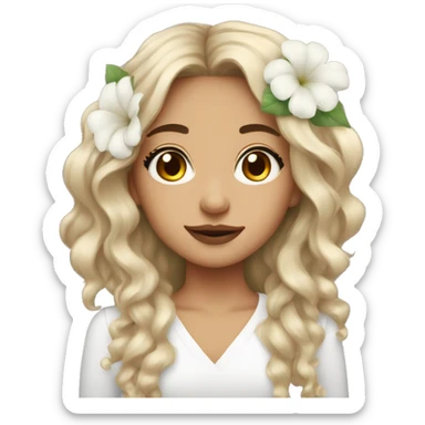 Medium Hair Girl with big white flower earrings sticker