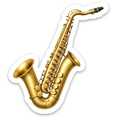 An emoji of a baritone saxophone. Specify, a baritone has a neck with a full loop, not just a bend like a tenor saxophone. sticker