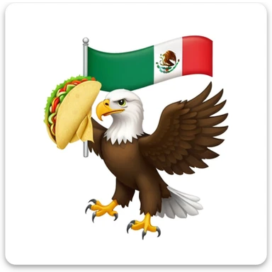 Mexican flag with eagle holding a taco instead of a snake sticker