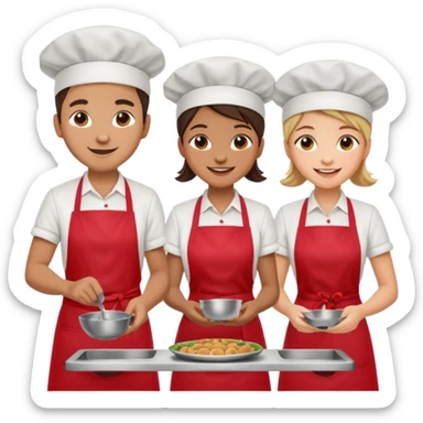 Cafe staf with cooking sticker