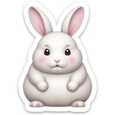 extremely cute fat bunny white sticker