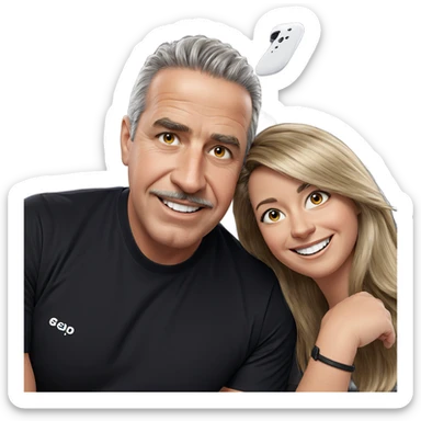 smiling duo with contrasting styles sticker