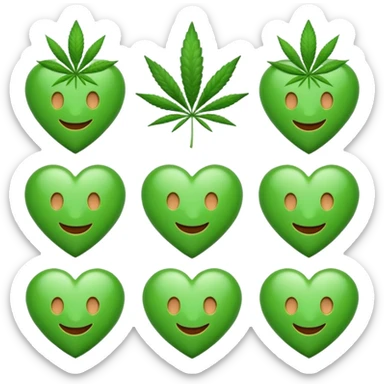 cannabis emoji with hearts sticker