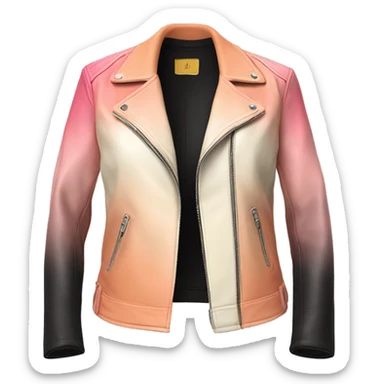 Realistic isolated side view of a cream ,peach,and Flamingo pink ombre open fashion leather jacket.  sticker