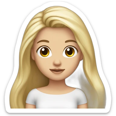 caucasian long hair blonde brown eyes strapless white top gray tight mini skirt sticker