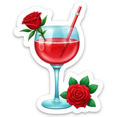 Glittery with roses red mocktail sticker