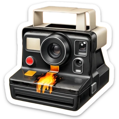 Polaroid camera printing a burnt photo. sticker