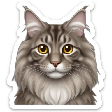 brown and grey Maine Coon cat sticker