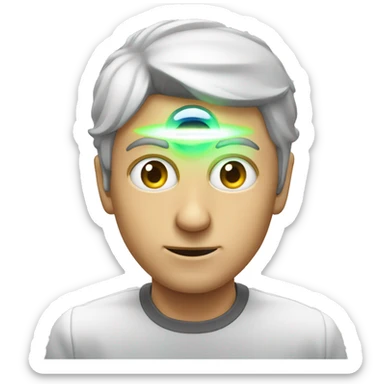 guy with a scanning beam coming out of his eyes sticker