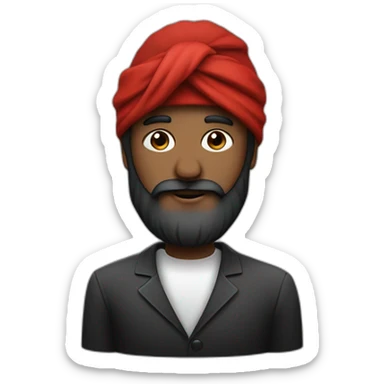 homme noir avec une très longue barbe noir et un turban à carreaux rouges et blancs sticker