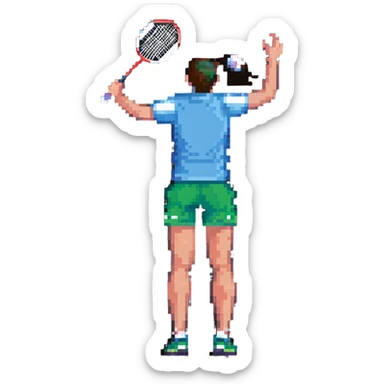 badminton player seen from back, no racket, legs semi-bent sticker