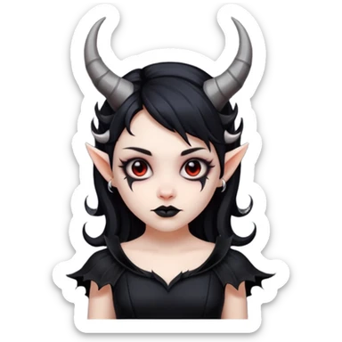 girl with evil horns and black dress sticker