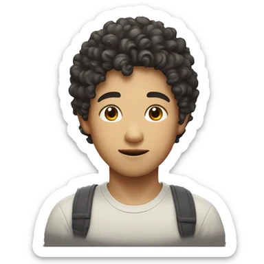 curly haired asian boy sticker