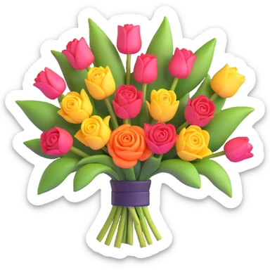 bouquet of roses and tulips sticker