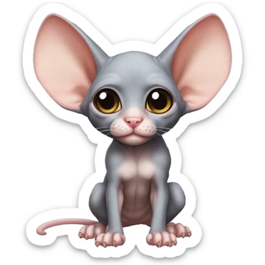Cute Bat-Winged Sphynx-Rat-Mouse-Hybrid full body sticker