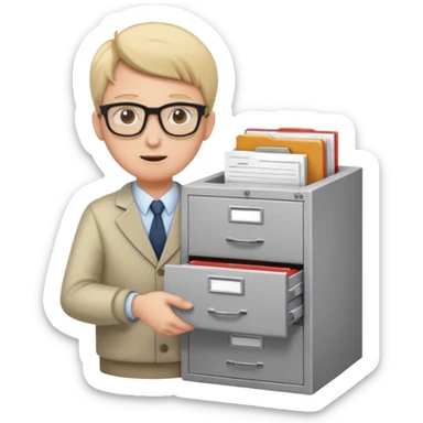  A person opening a filing cabinet to search for file sticker