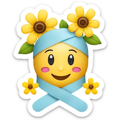 Cheerful get well soon emoji with flowers and a bandage sticker