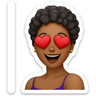 Change her facial expression to in love, keeping the same style as the reference image. sticker