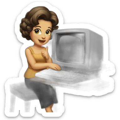 70's housewife infant hacker at the computer sticker