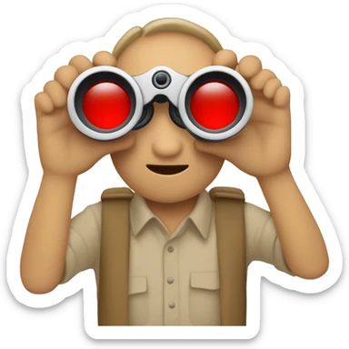 persona beige viendo con su binocular rojo, agarrando el bonicular rojo con sus manos  sticker