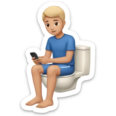 sitting on toliet on phone sticker