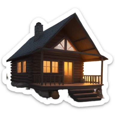 a cabin overlooking a sunset  sticker