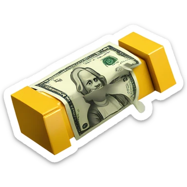 A LEGO PIECE WITH SOME MONEY BEHINF sticker