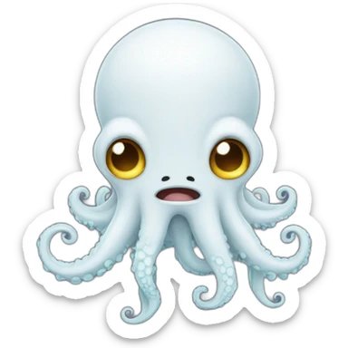 cute white kraken with cute face crying sticker