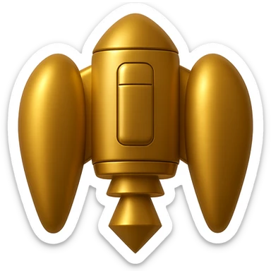 Make the wing rockets even wider, gold ancient wide jetpack, back view, no fire, in the style of apple emojis, with no background. sticker