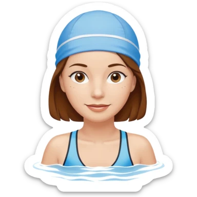 a femela swimming coach with shoulder lengt brown hair and a friendly face - a little older early 50s sticker