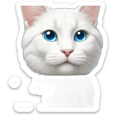 white cat with blue eyes is making photo using camera sticker