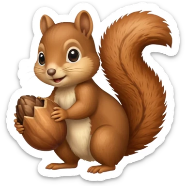 baby squirrel hold a acorn sticker