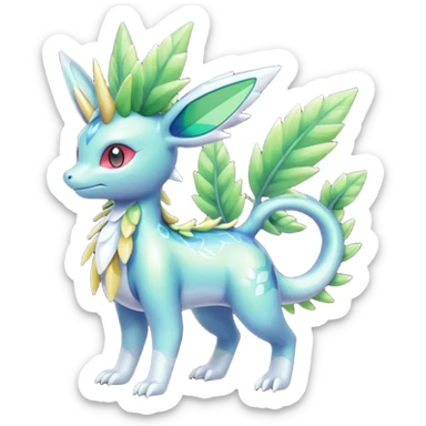 Shiny Colorful Tropical Shaymin-Vaporeon-Sceptile-Flygon-Meloetta-Pokémon-Fakémon-fusion, full body sticker