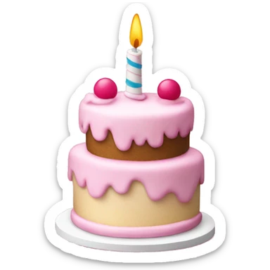 Birthday cake pink and white sticker