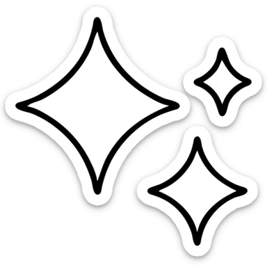 Create a sparkles icon with a thin gray outline, minimalistic style, no fill, no text, transparent background. sticker