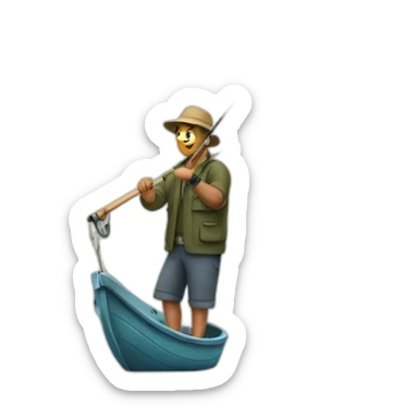 man fishing with huge hook sticker