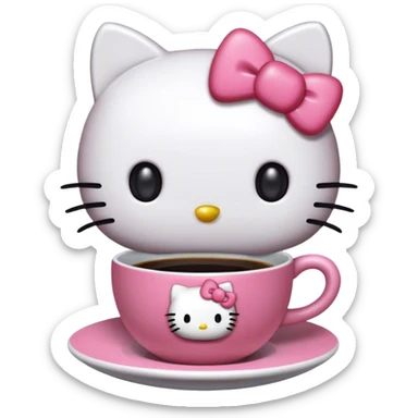Hello kitty drinking coffee  sticker