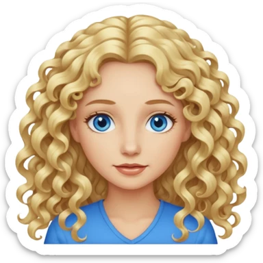 açık tenli  uzun kıvırcık sarı saçlı mavi gözlü yetişkin kadın sticker