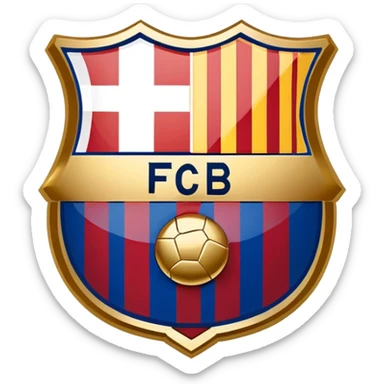 FC Barcelona logo, shield with blue and red stripes, football club emblem sticker