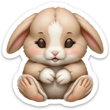 Baby rabbit close eyes with hands sticker