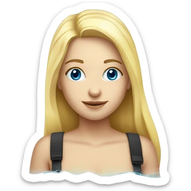 White yellow blond hair girl 25yers old, with blue eyes on the beach snorkelling. sticker