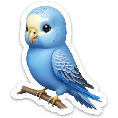 adorable-[budgie]-realistic-full-body-perched-emoji,-wings-tucked-neatly,-head-tilted-dramatically,-sleek-[blue]-feathers,-simplified-yet-realistic-focused-features,-highly-detailed,-glowing-with-an-almost-sarcastic-glow sticker