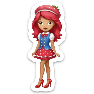pretty and cute realistic modern day strawberry shortcake full body with high heels sticker