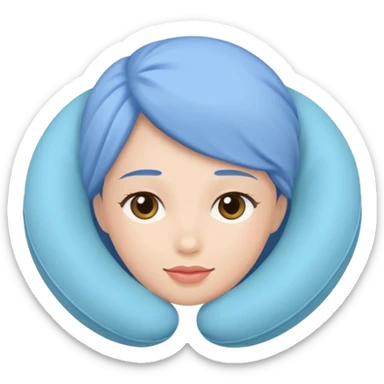 woman using travel pillow sticker