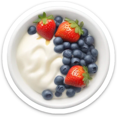 a bowl of yogurt and strawberries and blueberries with a drizzle of honey  sticker