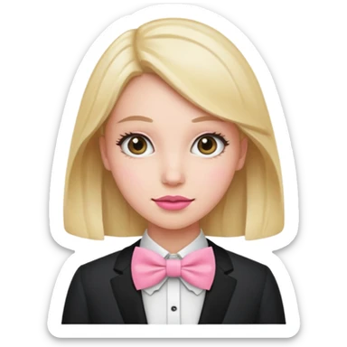 woman with pink bowtie sticker