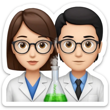 cientifica con cabello marrón y otra con cabello negro que sean blancas sticker