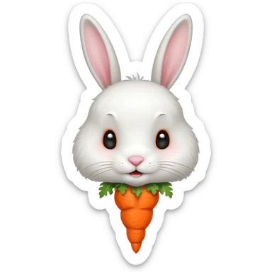 cute white bunny with a carrot sticker