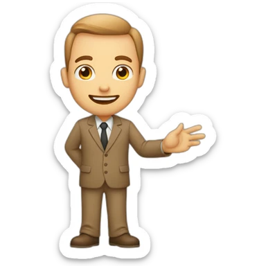 man with small eyes light brown doing llp salution making llp salution with hand sticker